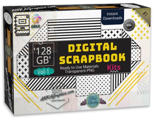 Scrapbook Kit Vol 1 E7 Etsy Cafe - Bundle Deals Entire Shop Bulk Instant Downloads Marketplace